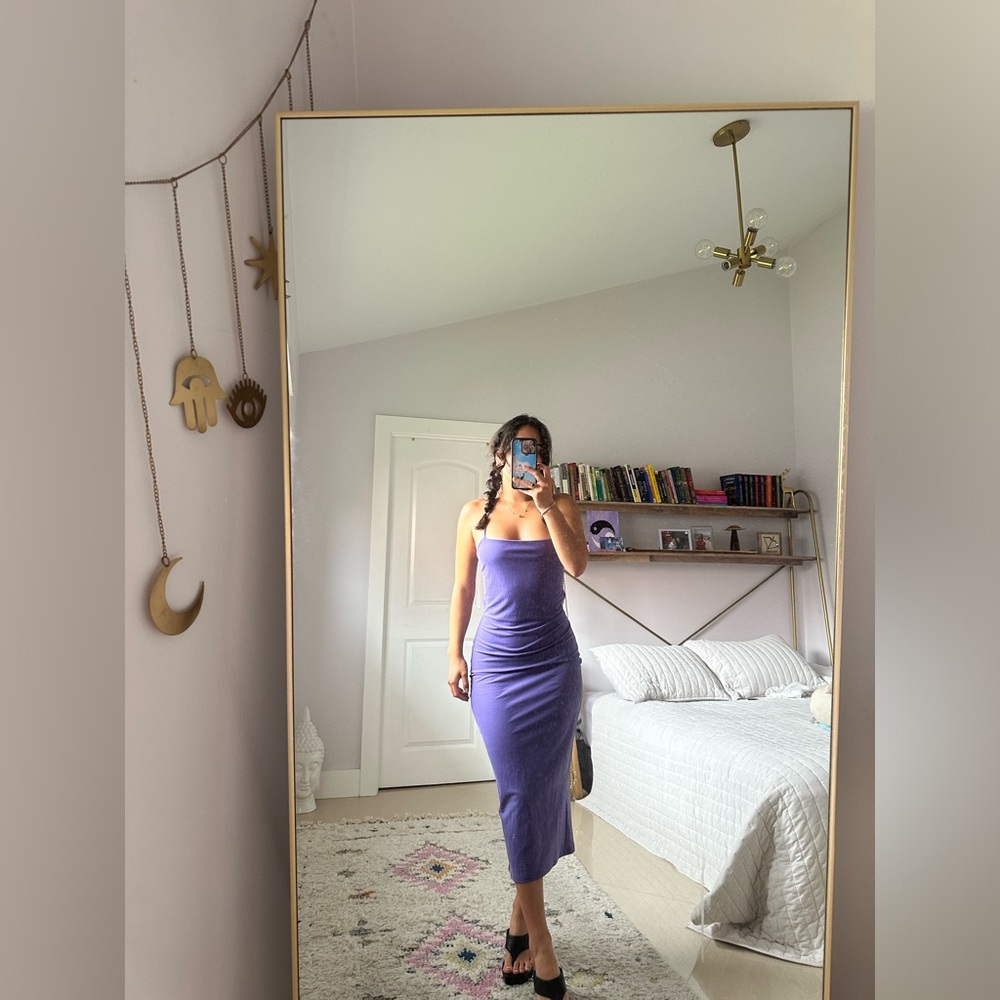 purple bodycon waist sinching dress